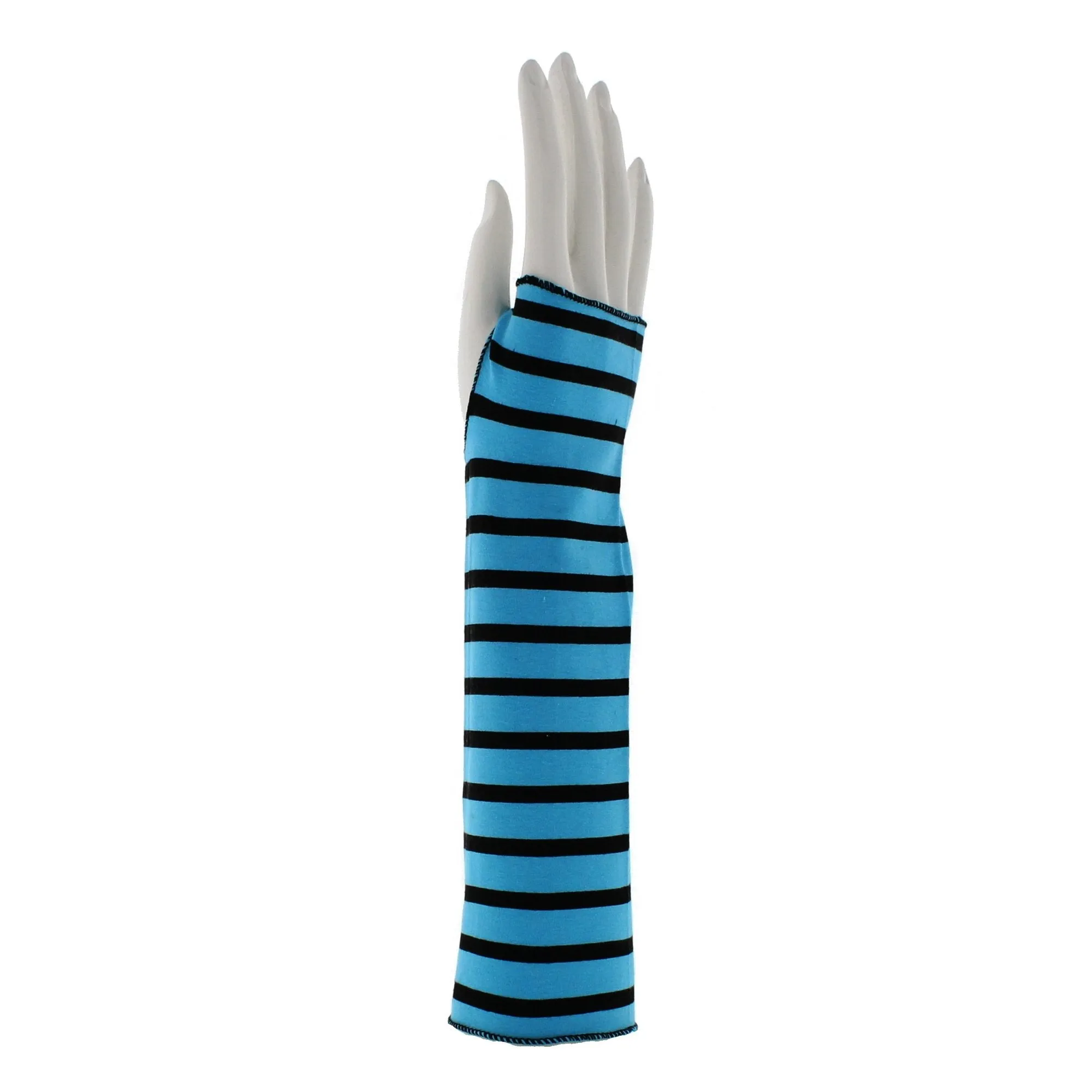 Long Fingerless Gloves with Stripes