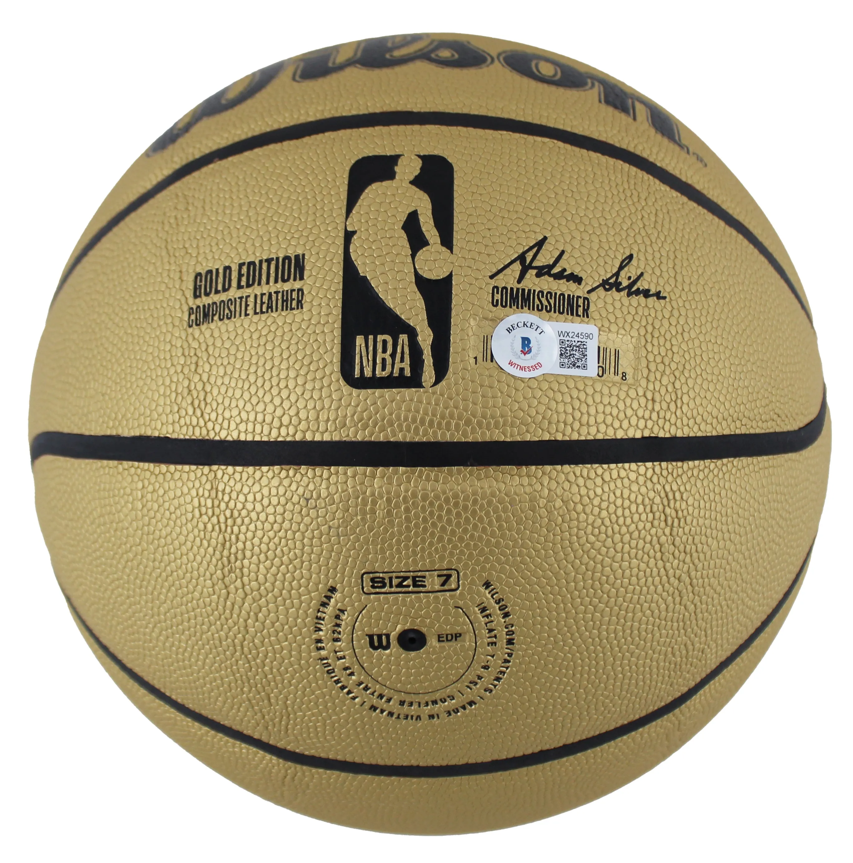 Magic Johnson & Shaquille O'Neal Signed Gold Wilson Basketball w/ Case BAS Wit