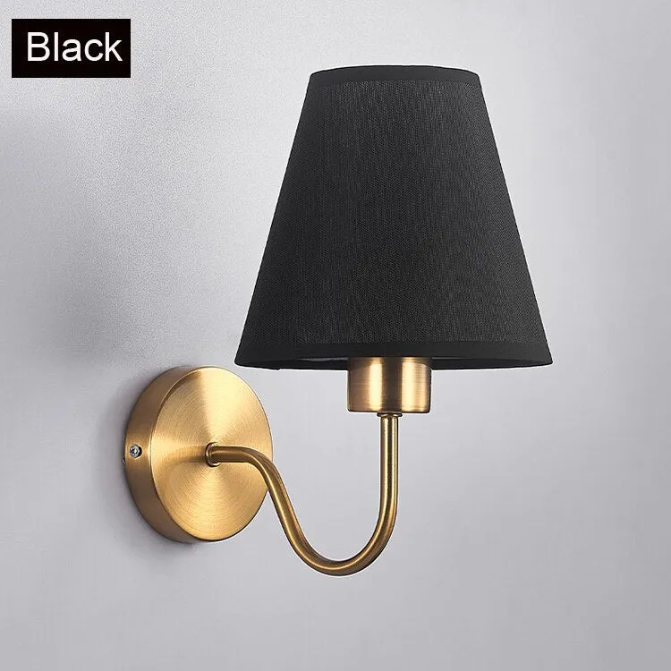 Modern Gold Fabric Bedroom Wall Lamp