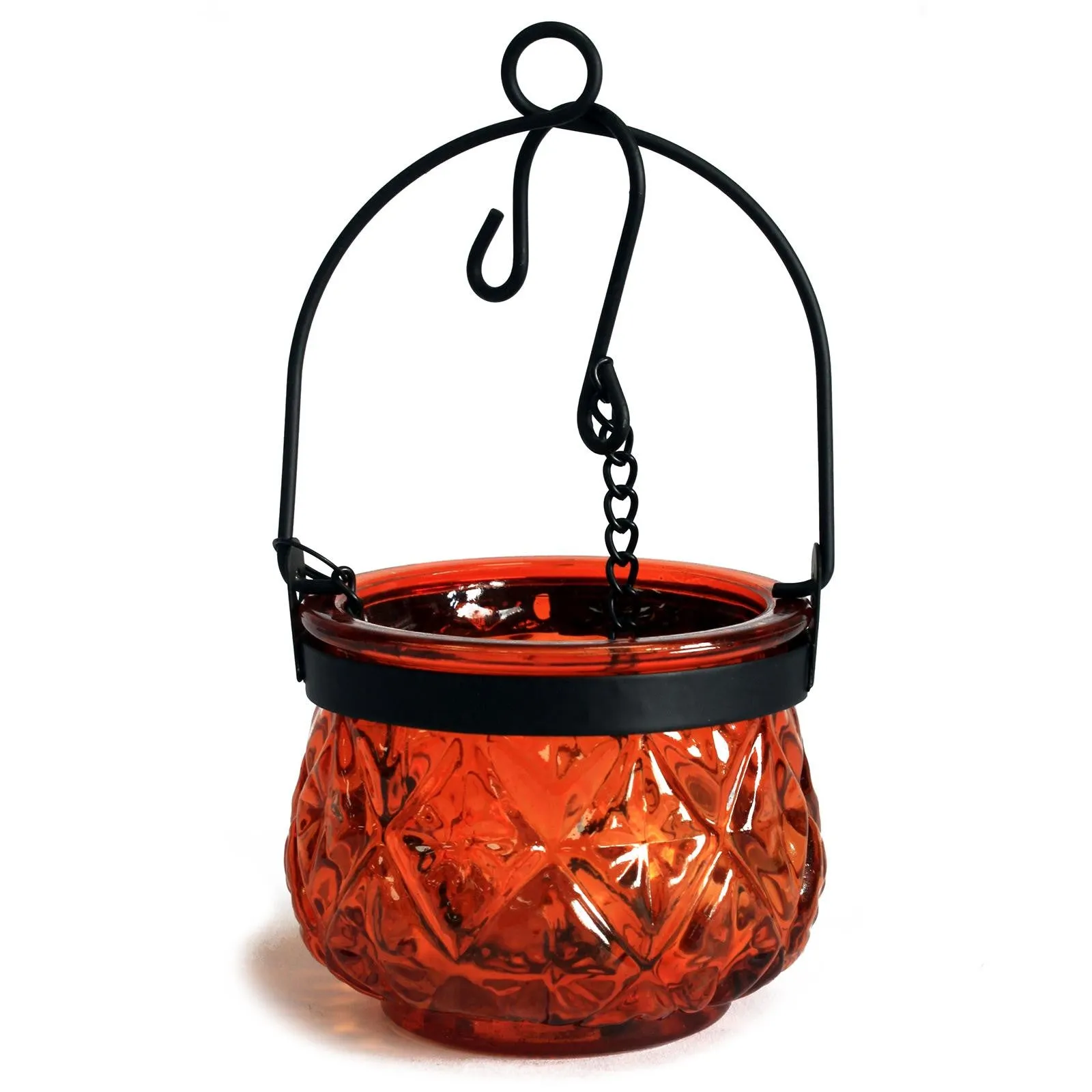 Moroccan Style Hanging Candle Lantern - Amber