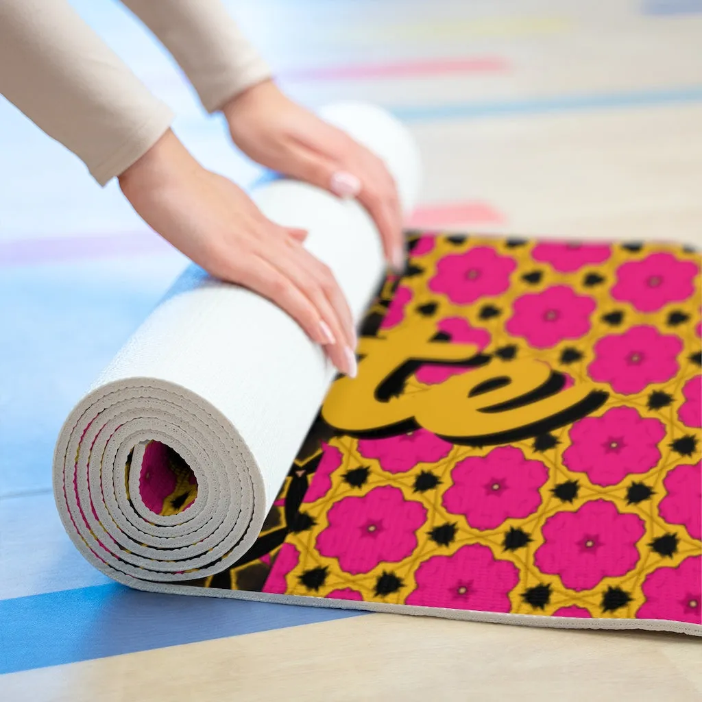 NAMASTE Foam Yoga Mat - PINK GOLD PRINT