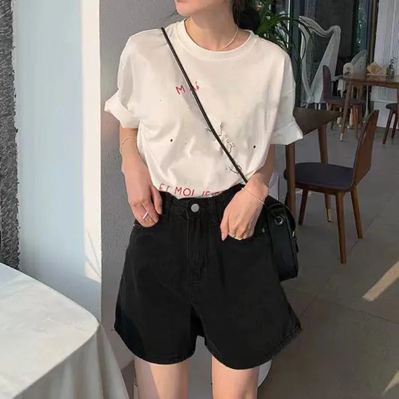 New Casual Korean Style Classic High Waist Jeans Streetwear Shorts