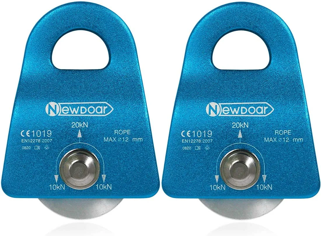 NewDoar CE Certified 20kN Micro Pulley Fixed Side Trolley for Climbing Rescue