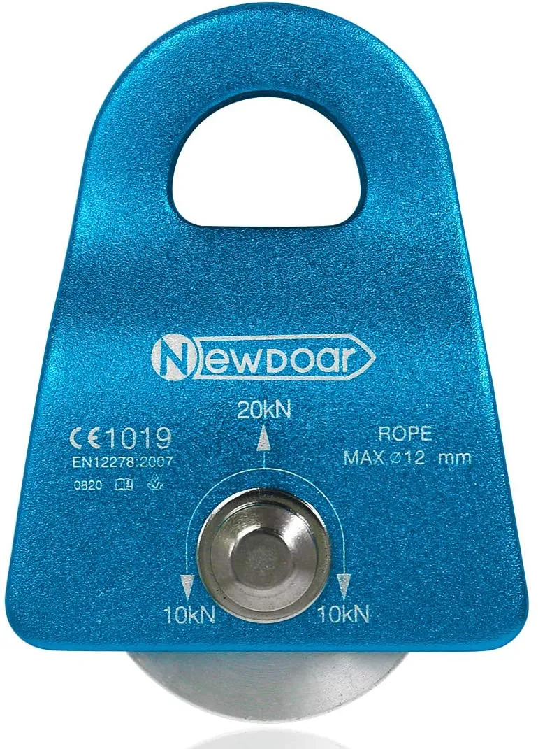 NewDoar CE Certified 20kN Micro Pulley Fixed Side Trolley for Climbing Rescue