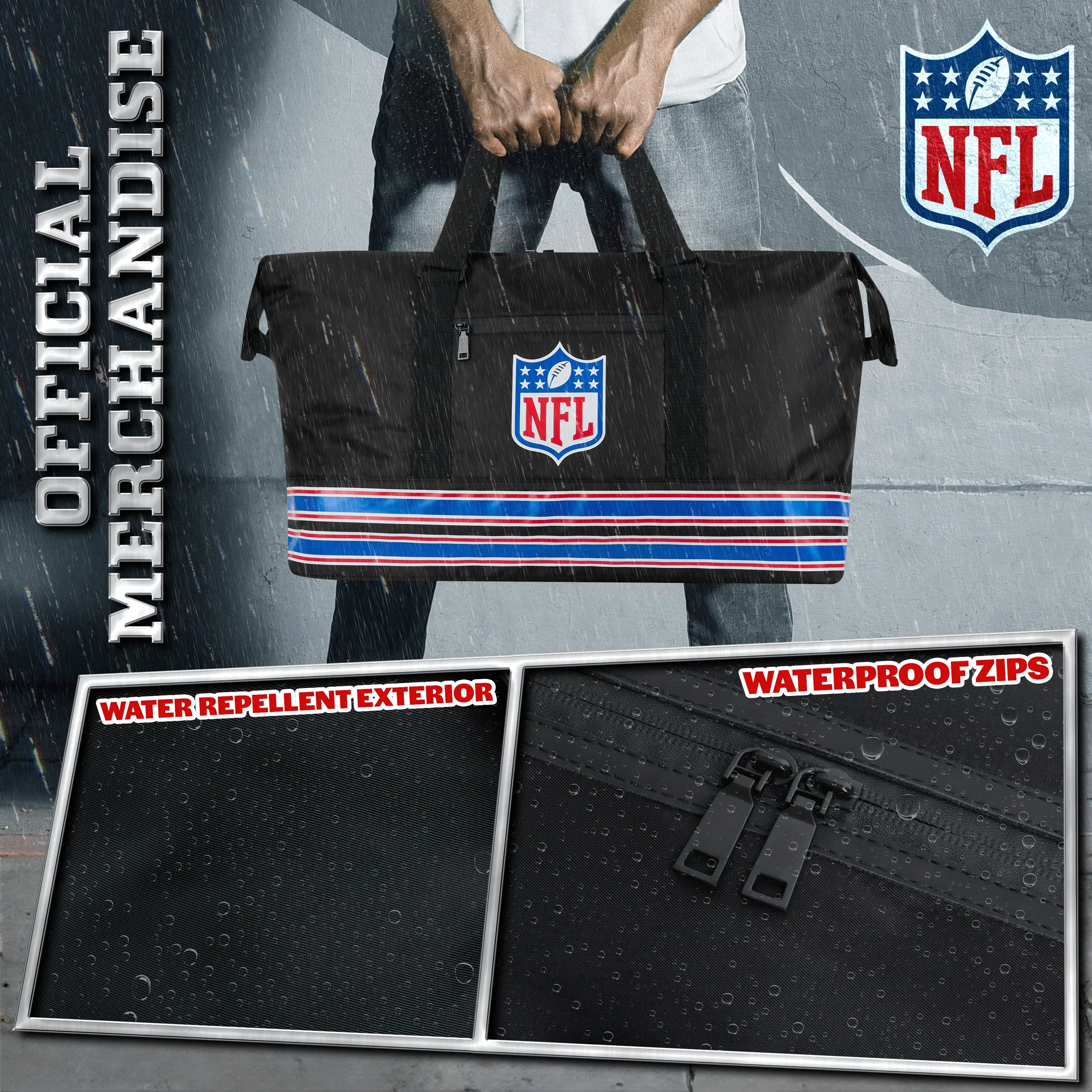 NFL Sports Duffels for Men and Teenagers - Zipped Duffel Bag