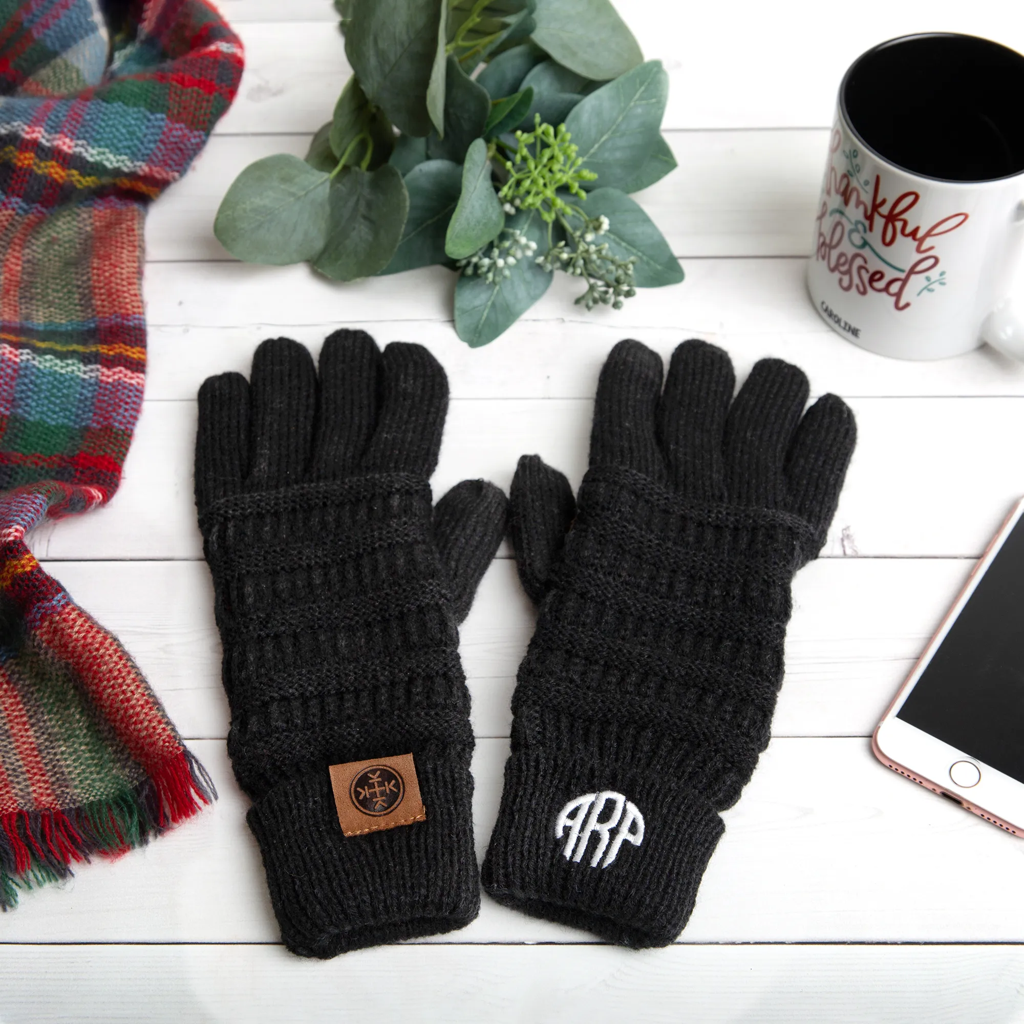 Personalized Monogrammed Gloves with finger boast for touch screen