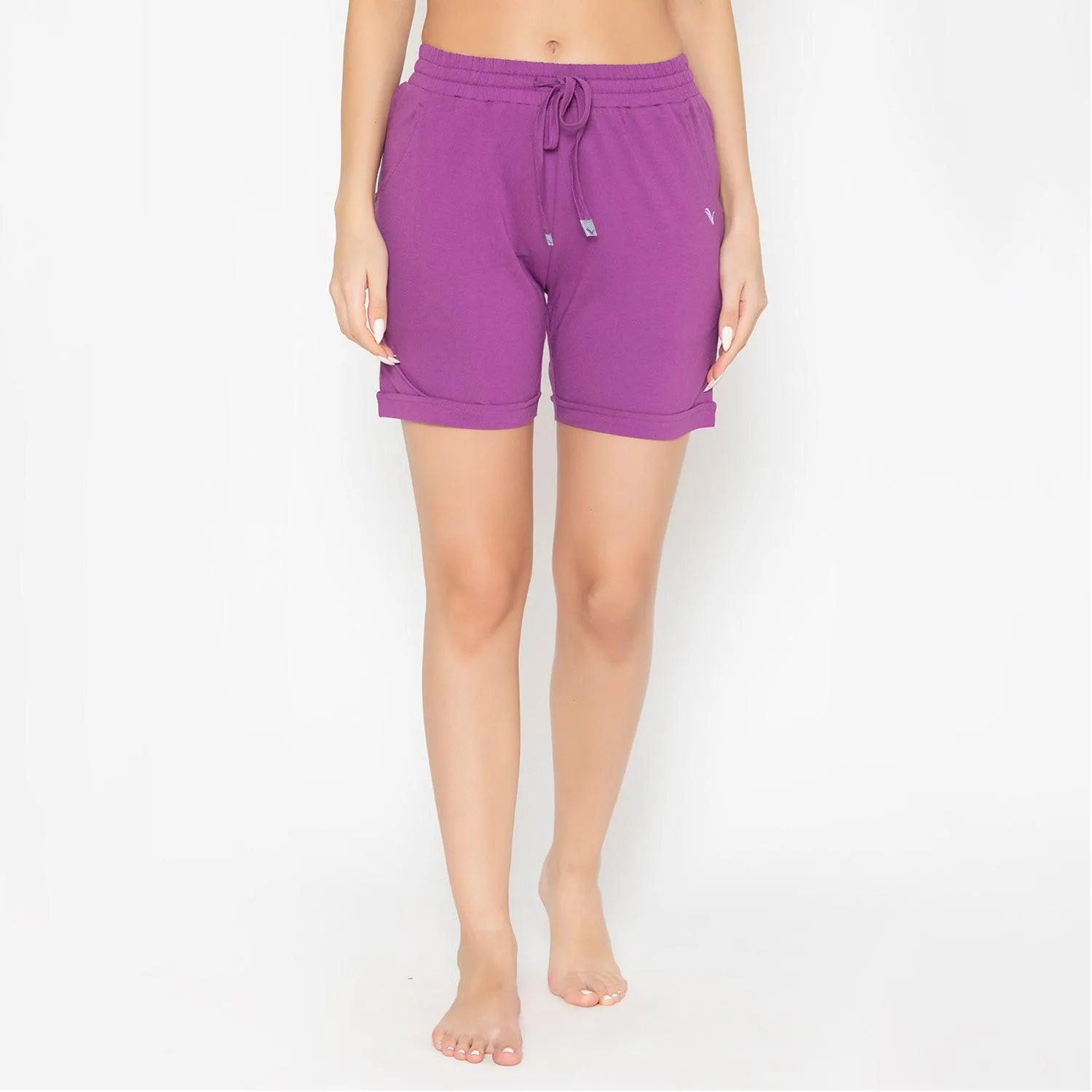 Plain Knitted Shorts For Women - Dahlia