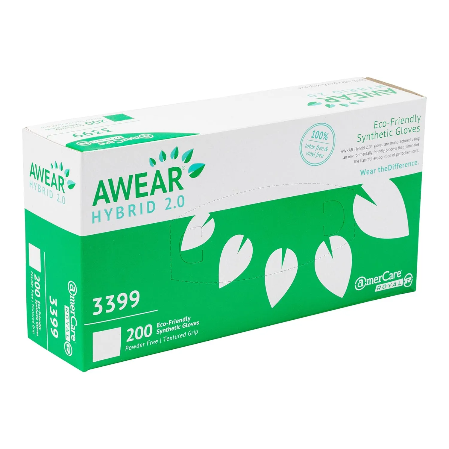 Powder-Free Awear Eco-Friendly Hybrid 2.0 Gloves, Case of 1,000