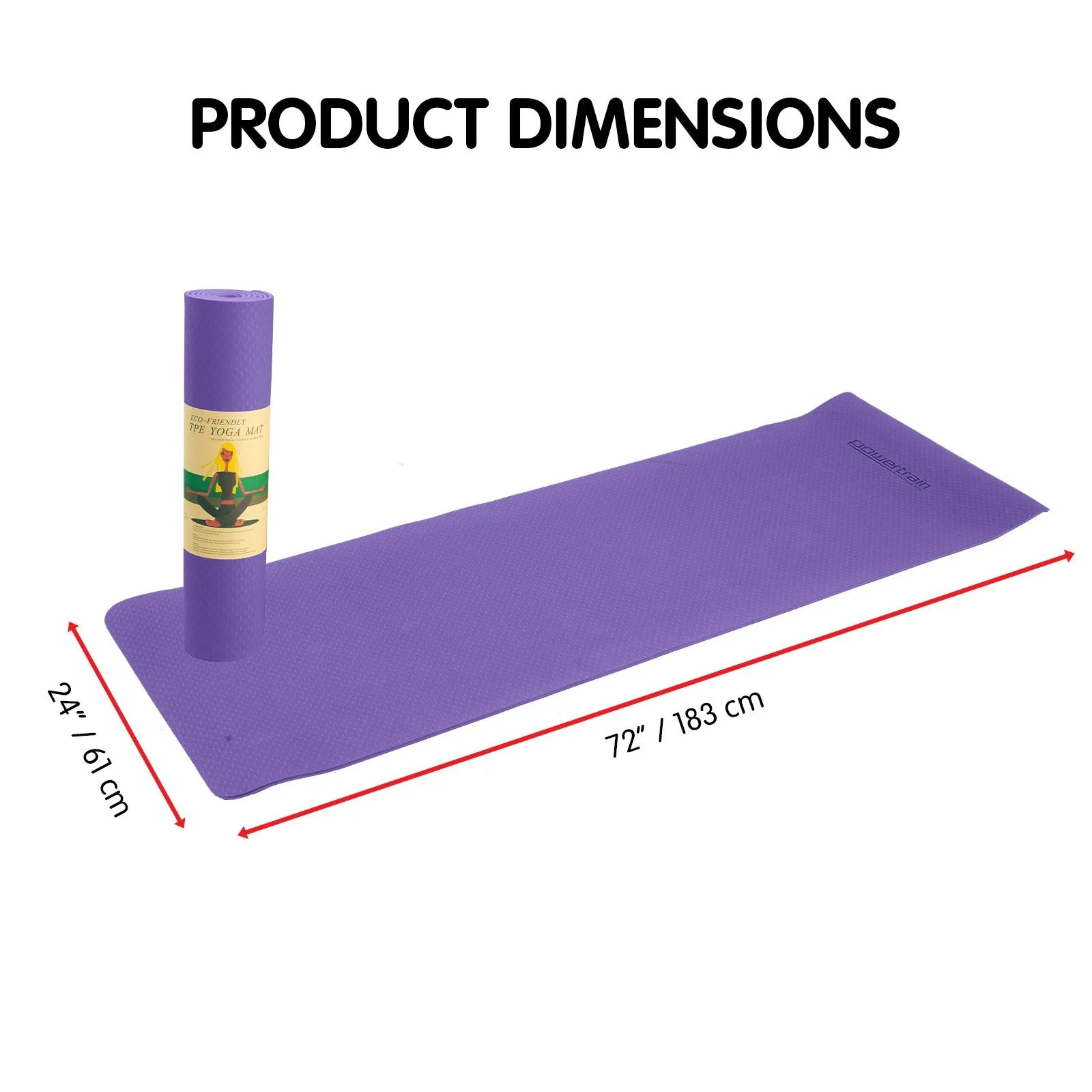 Powertrain TPE Yoga Pilates Exercise Mat 6mm - Lilac