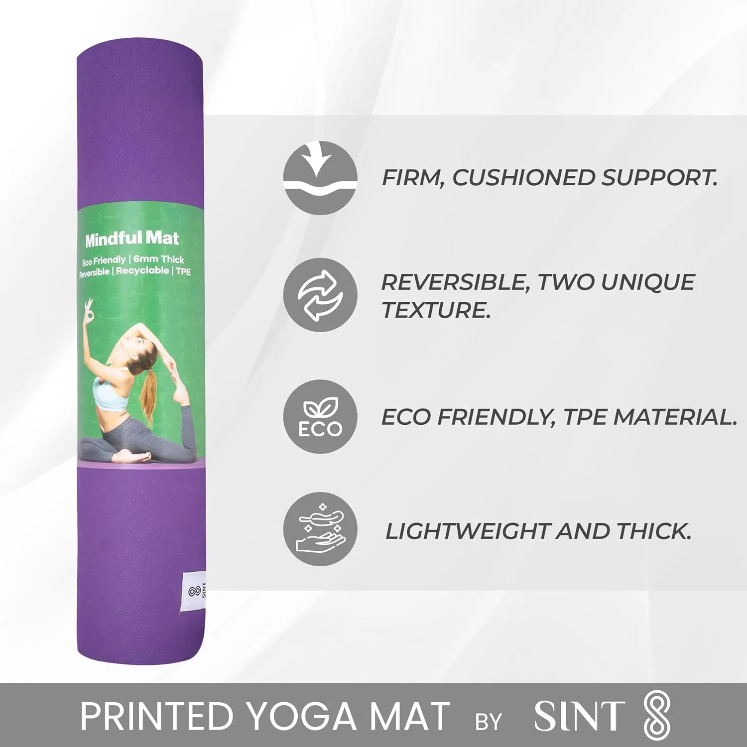 Premium 6mm Print Reversible Yoga Mat- Amethyst Lotus