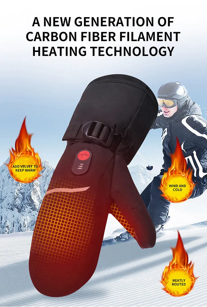 S67E Heated Rechargeable Snow Mitts with 7.4V 2200mAh Battery