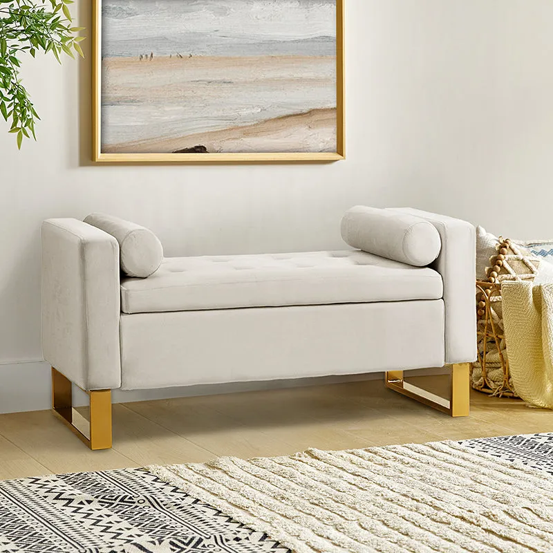 Sabina 50.4" Tufted Flip-Top Storage Bench for Stylish Interiors