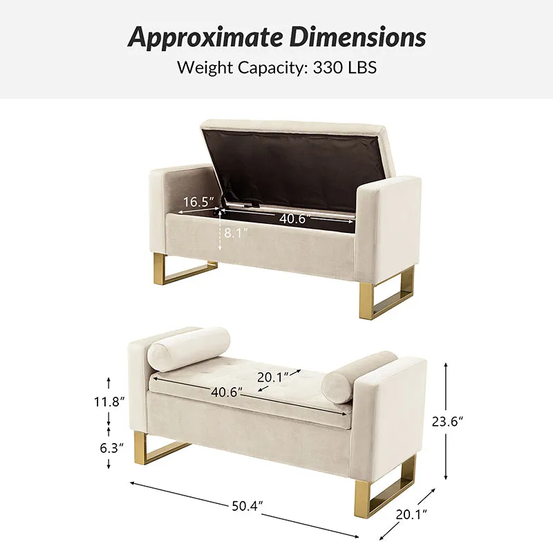 Sabina 50.4" Tufted Flip-Top Storage Bench for Stylish Interiors