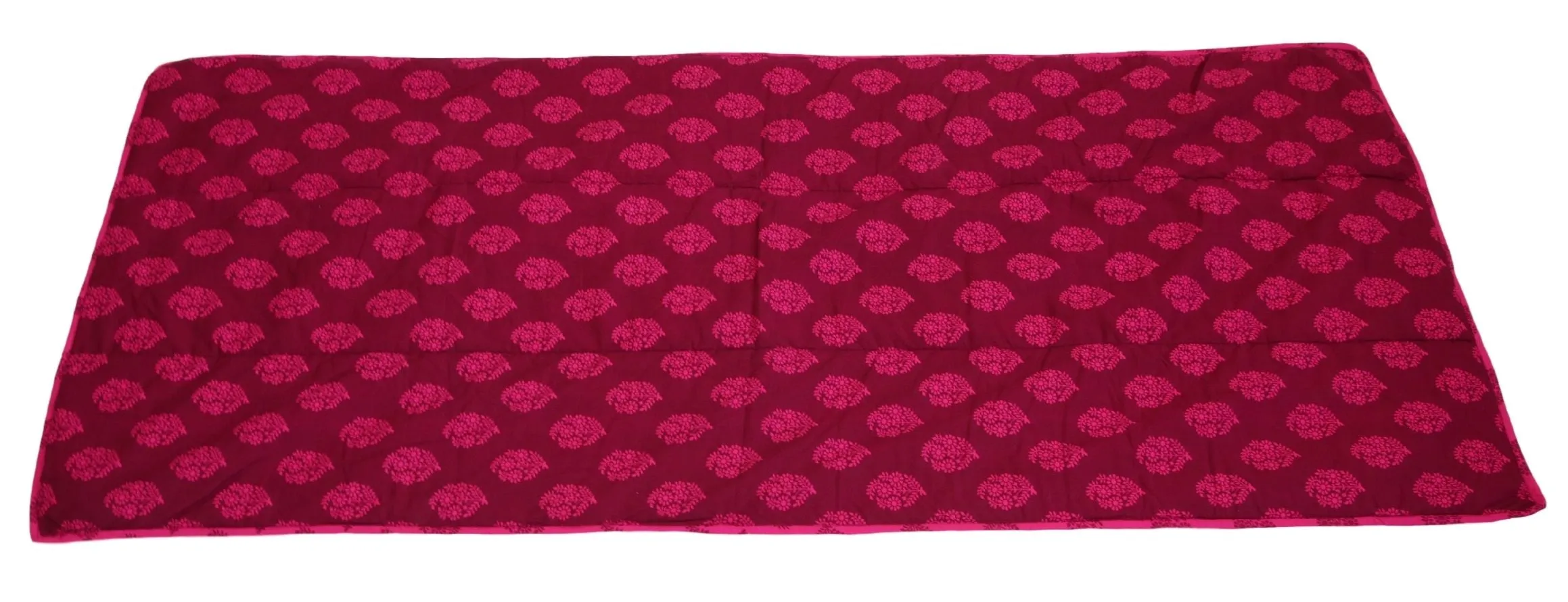 ShalinIndia Yogamat For Women And Girls Cotton Printed Reversible Cushioned,YMT01-3008,Magenta,70X30 Inch