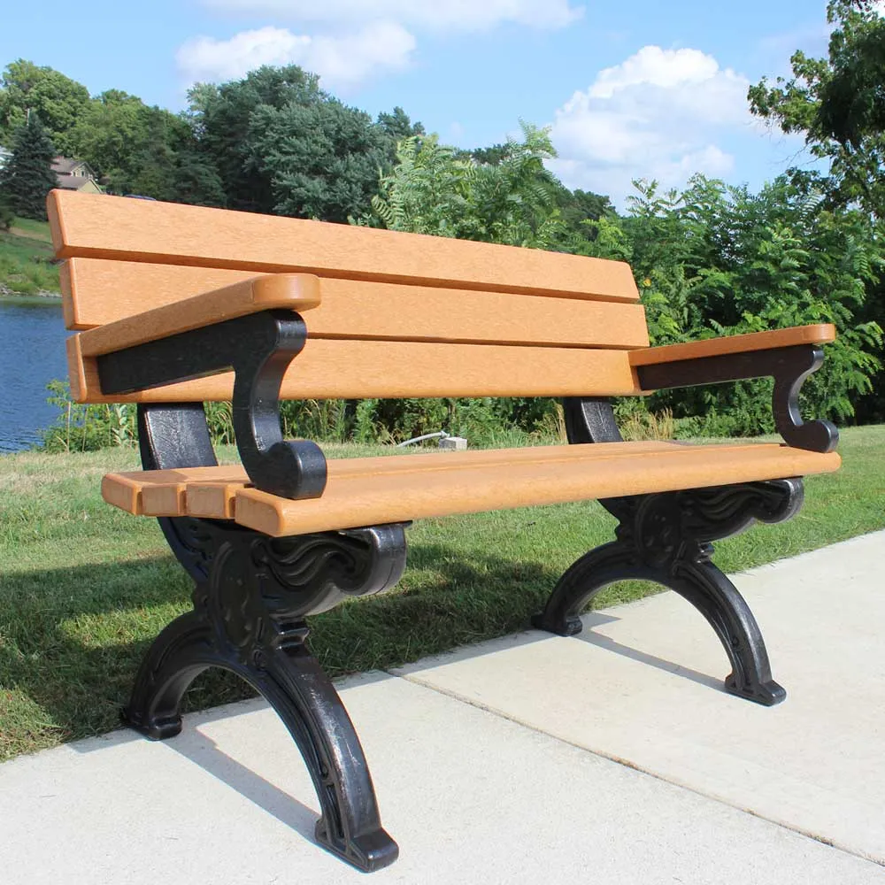 Silhouette Black Park Bench, Faux Cast Iron Frame