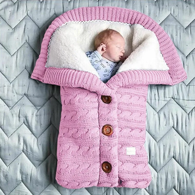 Sleeping Bag Outdoor Button Baby Knitted Sleeping Bag