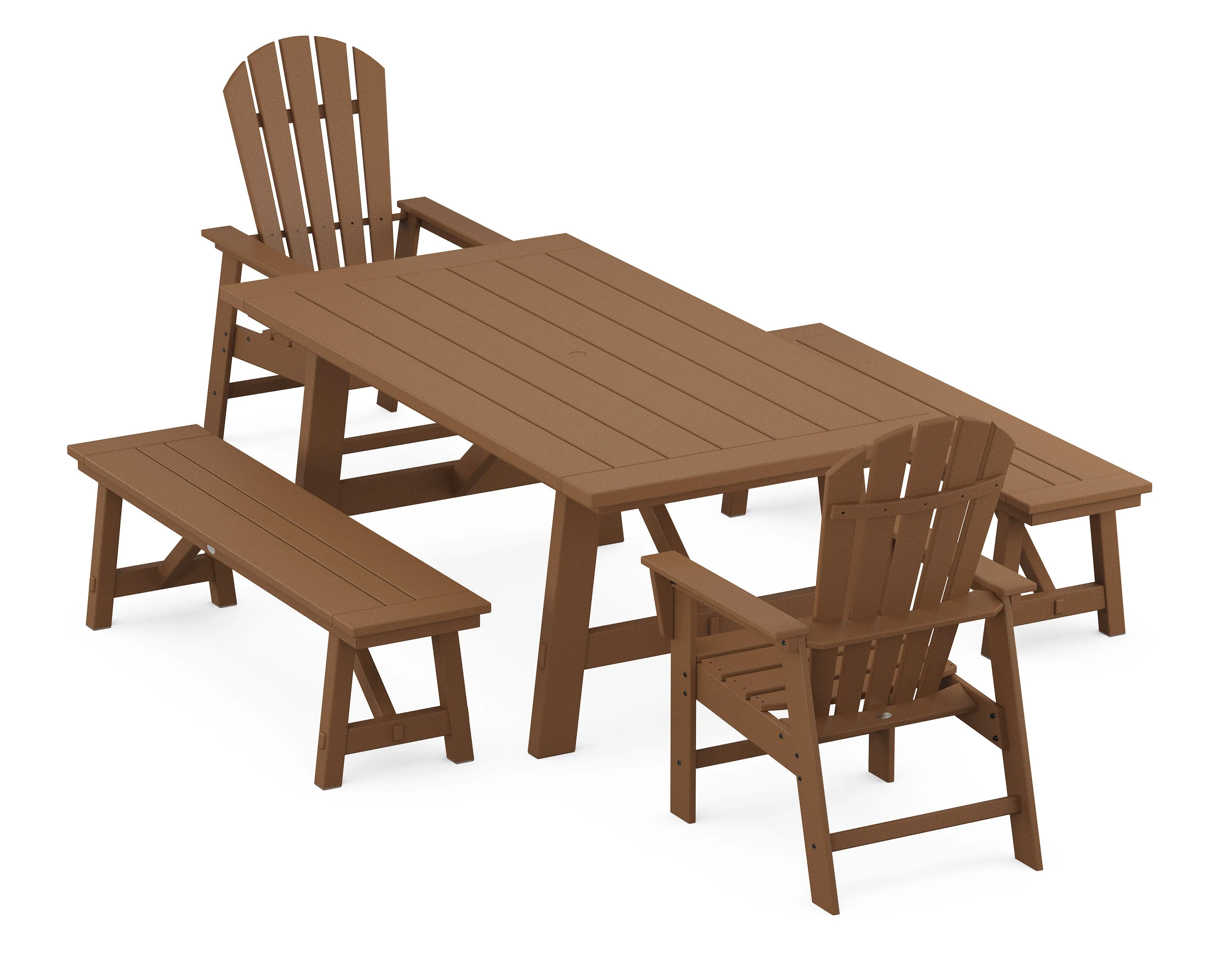 South Beach 5-Piece Rustic Farmhouse Dining Set With Benches