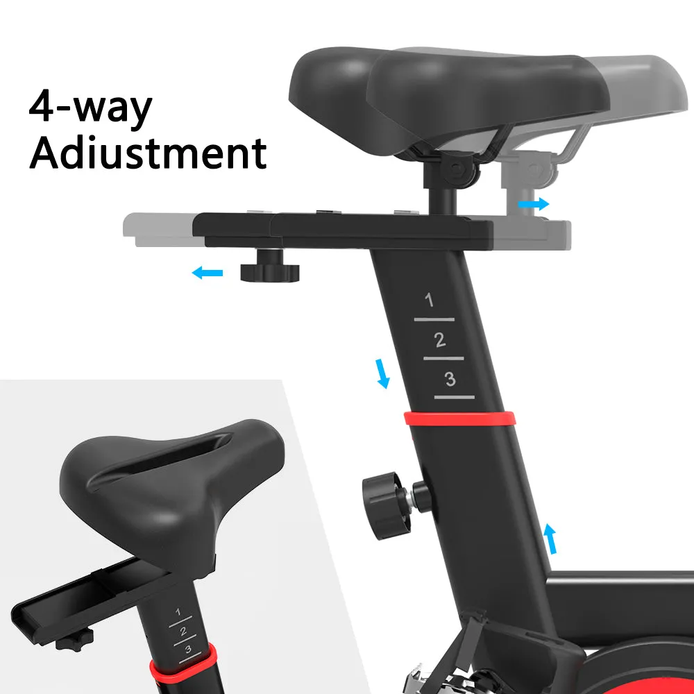 Stationary IndoorCycling Bike for Home Gy W/ LCD Display Monitors, Phone Holder & Bottle Holde