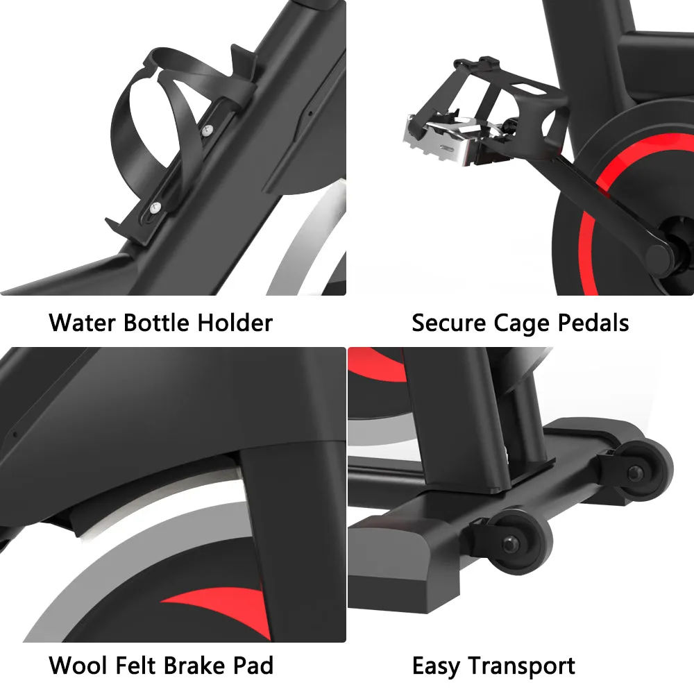 Stationary IndoorCycling Bike for Home Gy W/ LCD Display Monitors, Phone Holder & Bottle Holde