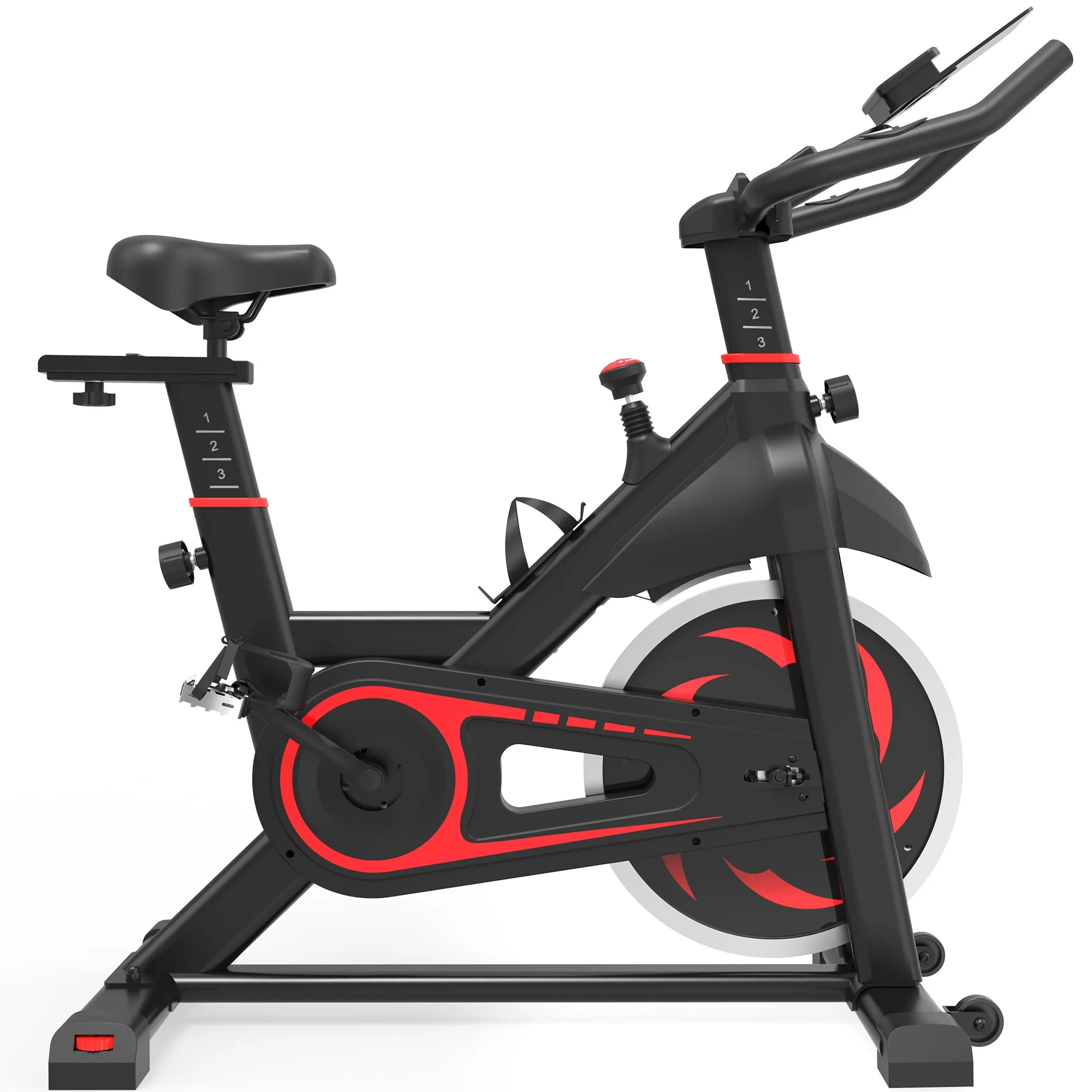 Stationary IndoorCycling Bike for Home Gy W/ LCD Display Monitors, Phone Holder & Bottle Holde