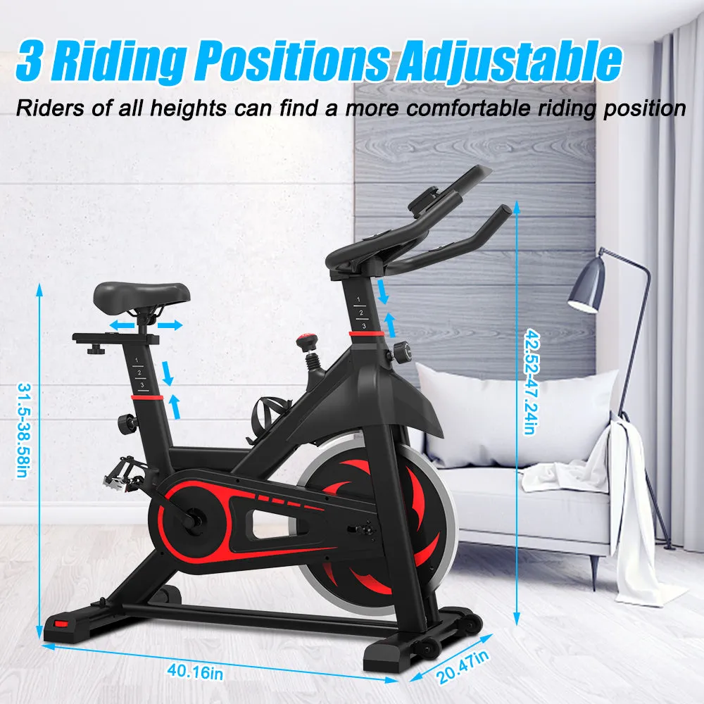 Stationary IndoorCycling Bike for Home Gy W/ LCD Display Monitors, Phone Holder & Bottle Holde