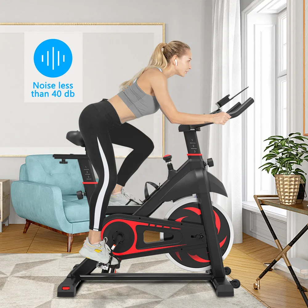 Stationary IndoorCycling Bike for Home Gy W/ LCD Display Monitors, Phone Holder & Bottle Holde