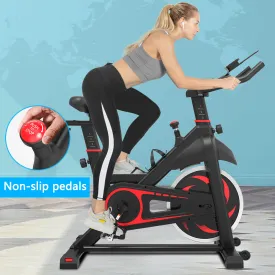 Stationary IndoorCycling Bike for Home Gy W/ LCD Display Monitors, Phone Holder & Bottle Holde