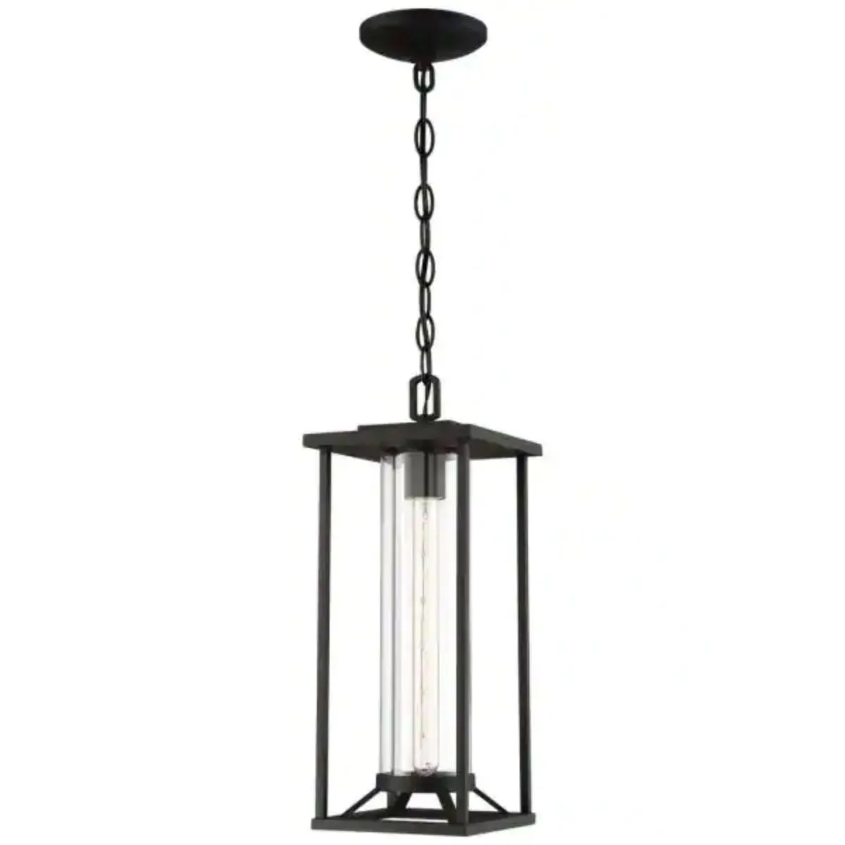 Trescott 7 in. Outdoor Hanging Lantern Black finish