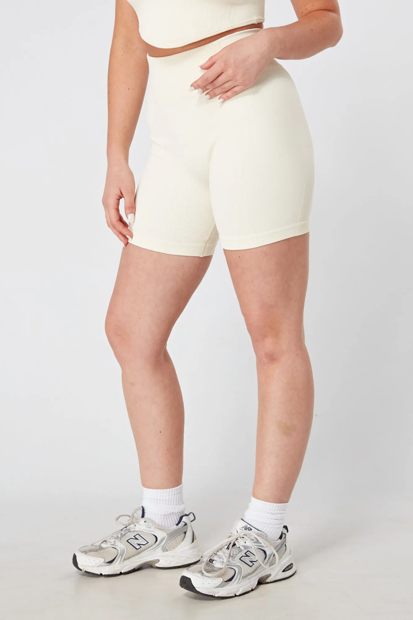 Twill Active Rib Cycling Short - CREAM