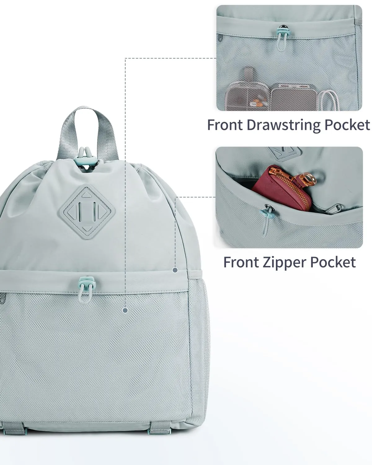 WANDF Drawstring Backpack with Yoga Mat Strap