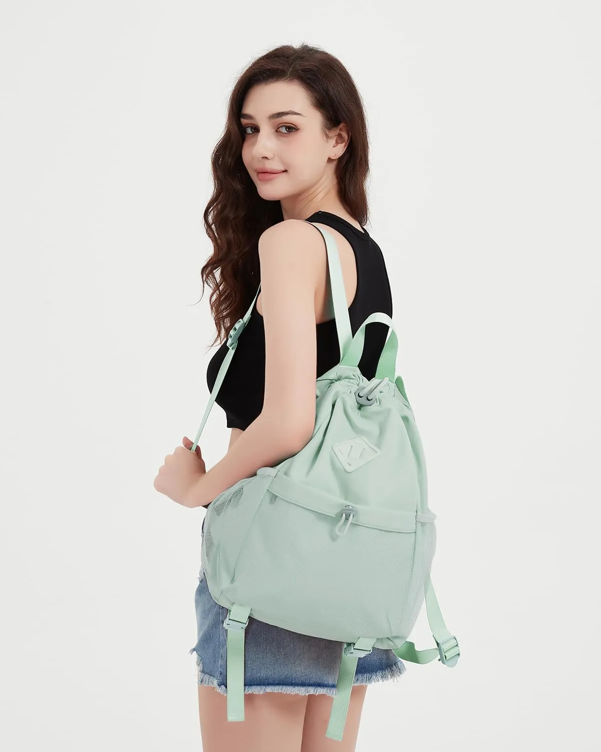 WANDF Drawstring Backpack with Yoga Mat Strap