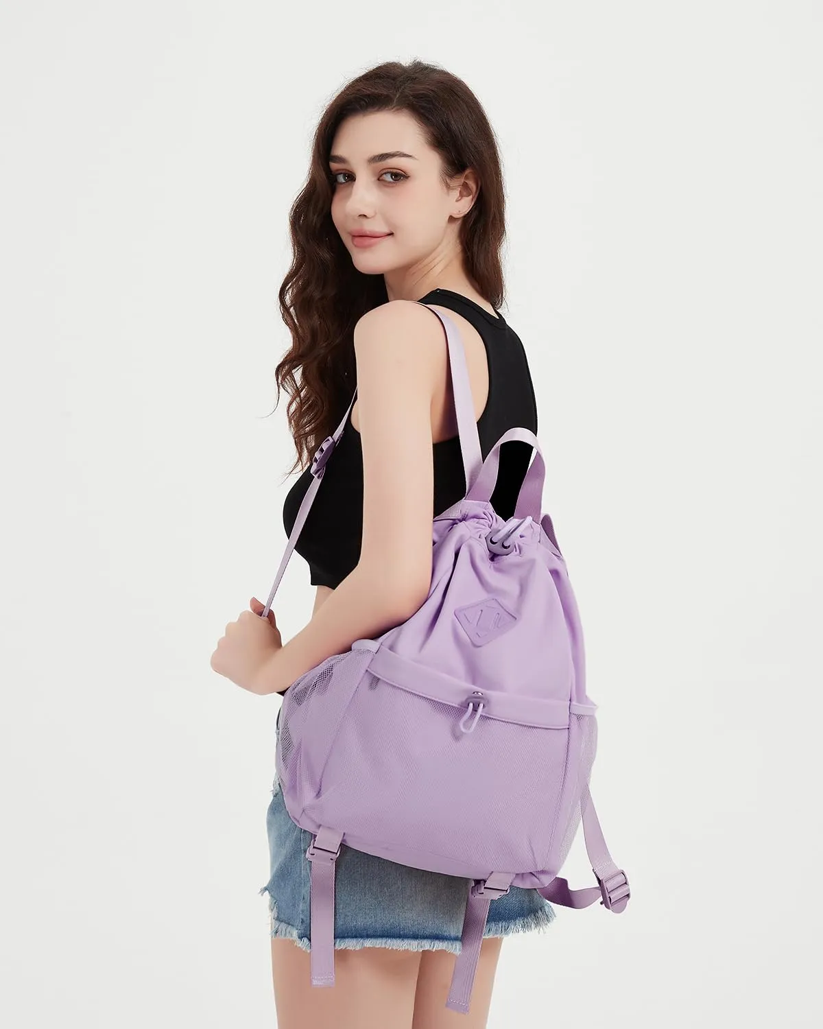 WANDF Drawstring Backpack with Yoga Mat Strap