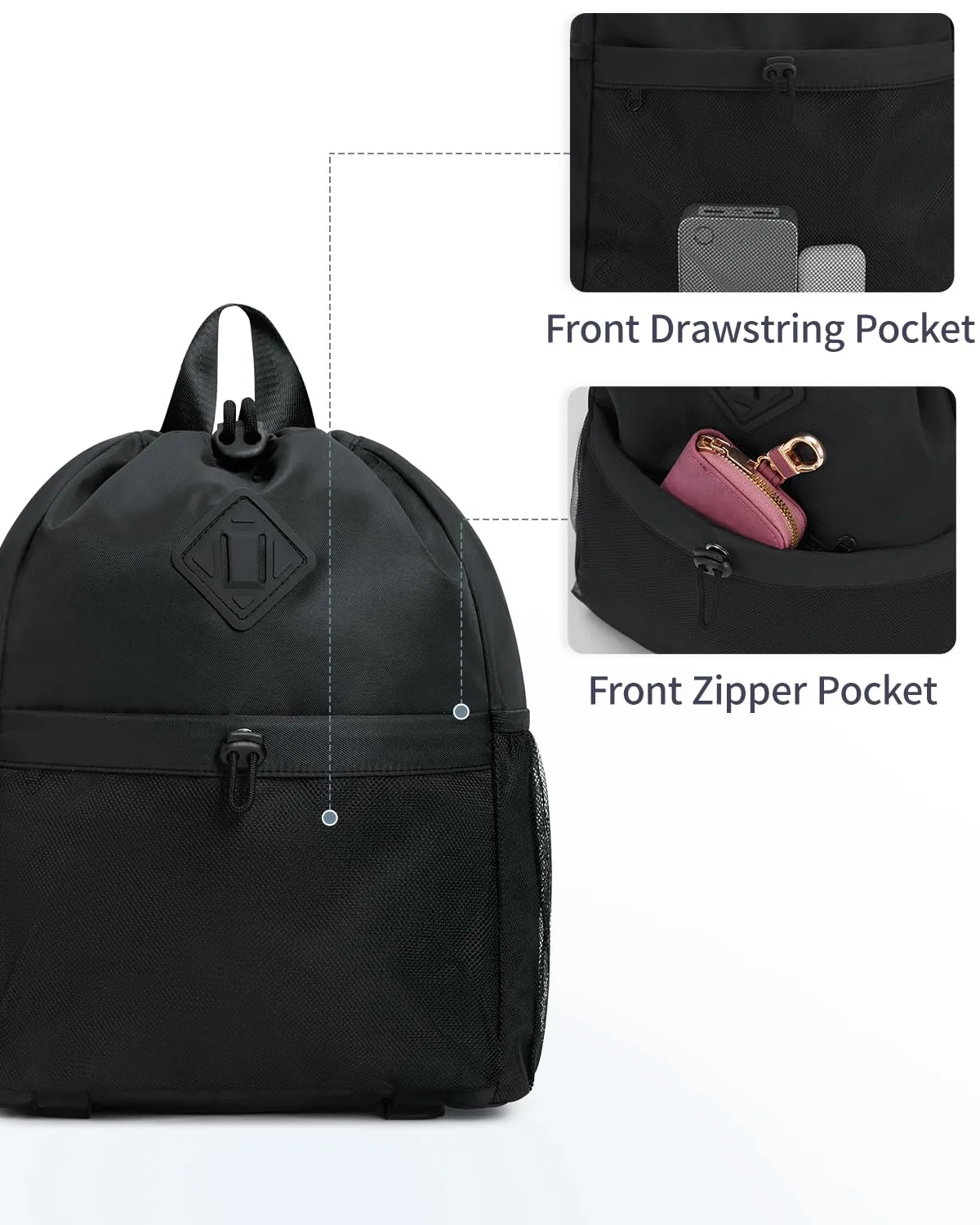 WANDF Drawstring Backpack with Yoga Mat Strap