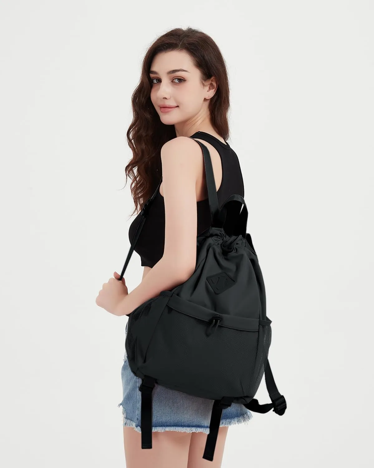 WANDF Drawstring Backpack with Yoga Mat Strap