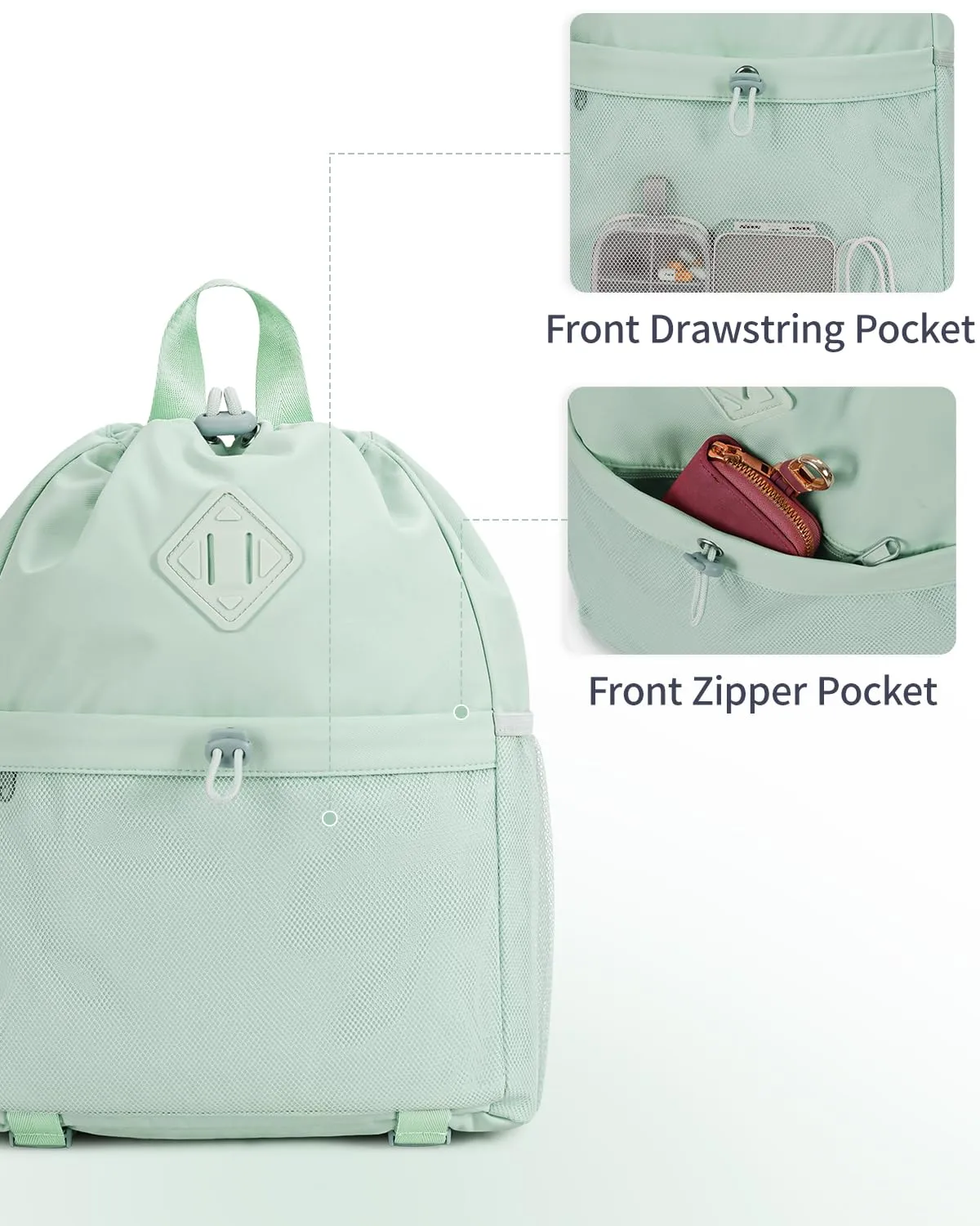 WANDF Drawstring Backpack with Yoga Mat Strap