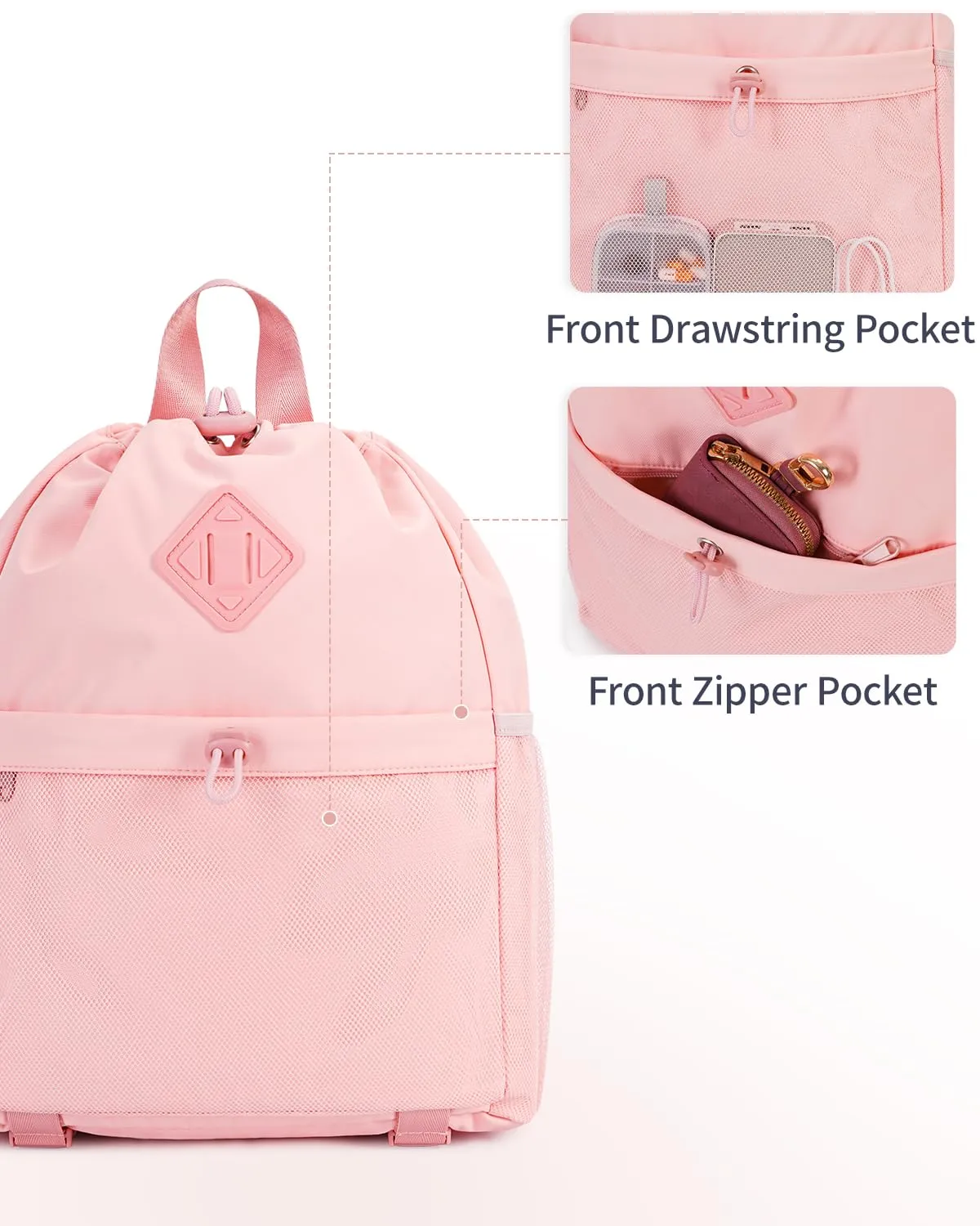 WANDF Drawstring Backpack with Yoga Mat Strap